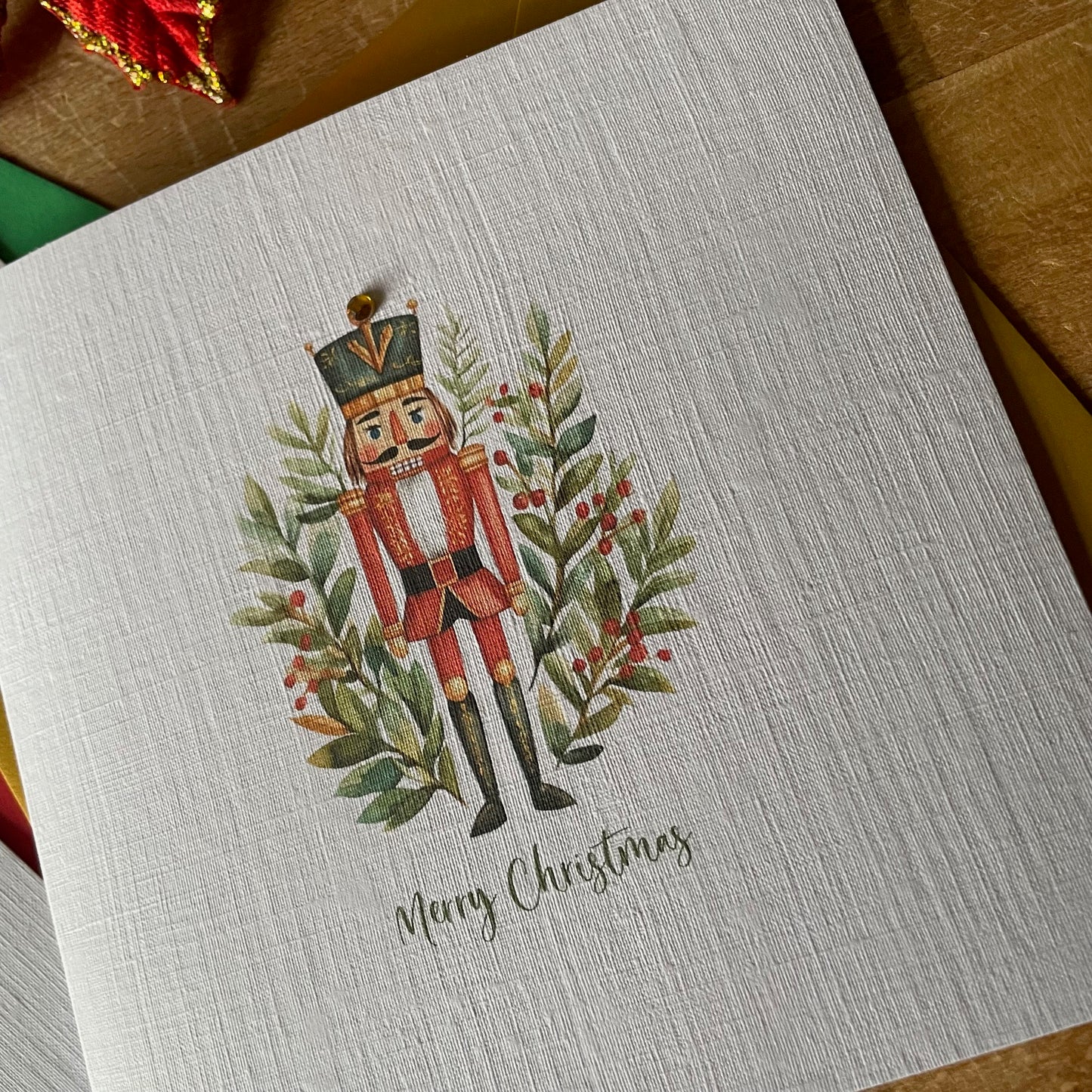 Luxury Christmas Cards - Nutcracker Cards with Crystal Highlights - Pack/6 - 3 Designs