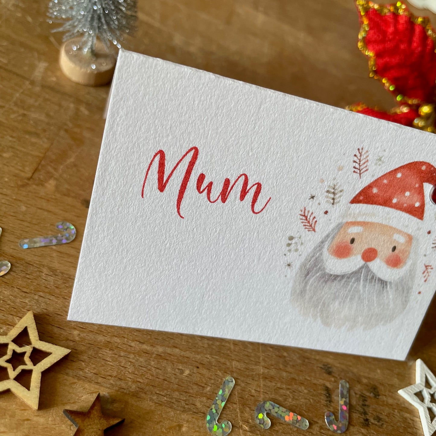 Personalised Christmas Table Name Cards - Father Christmas / Santa Placecards