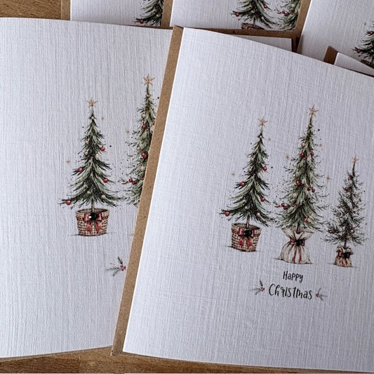 Christmas Tree Card Pack with Crystals - Traditional Trees