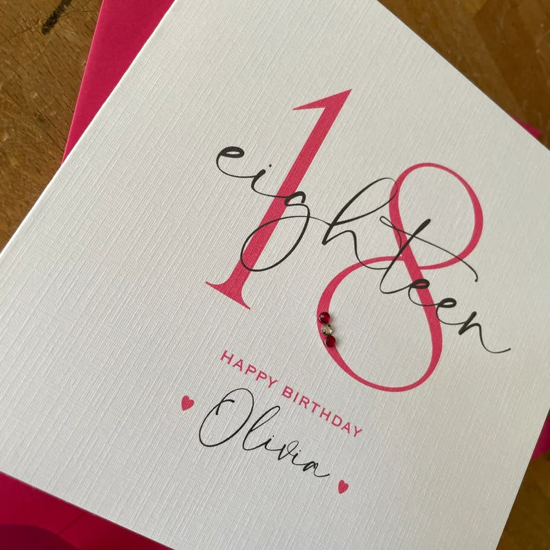 Personalised 18th Birthday Card - Large 18, Eighteenth Birthday - Daughter, 18th Birthday Gift Card