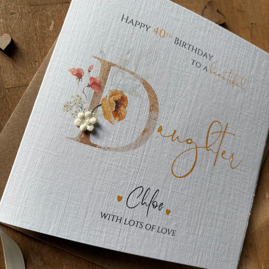 Personalised Daughter Birthday Card - Blush Gold Floral D