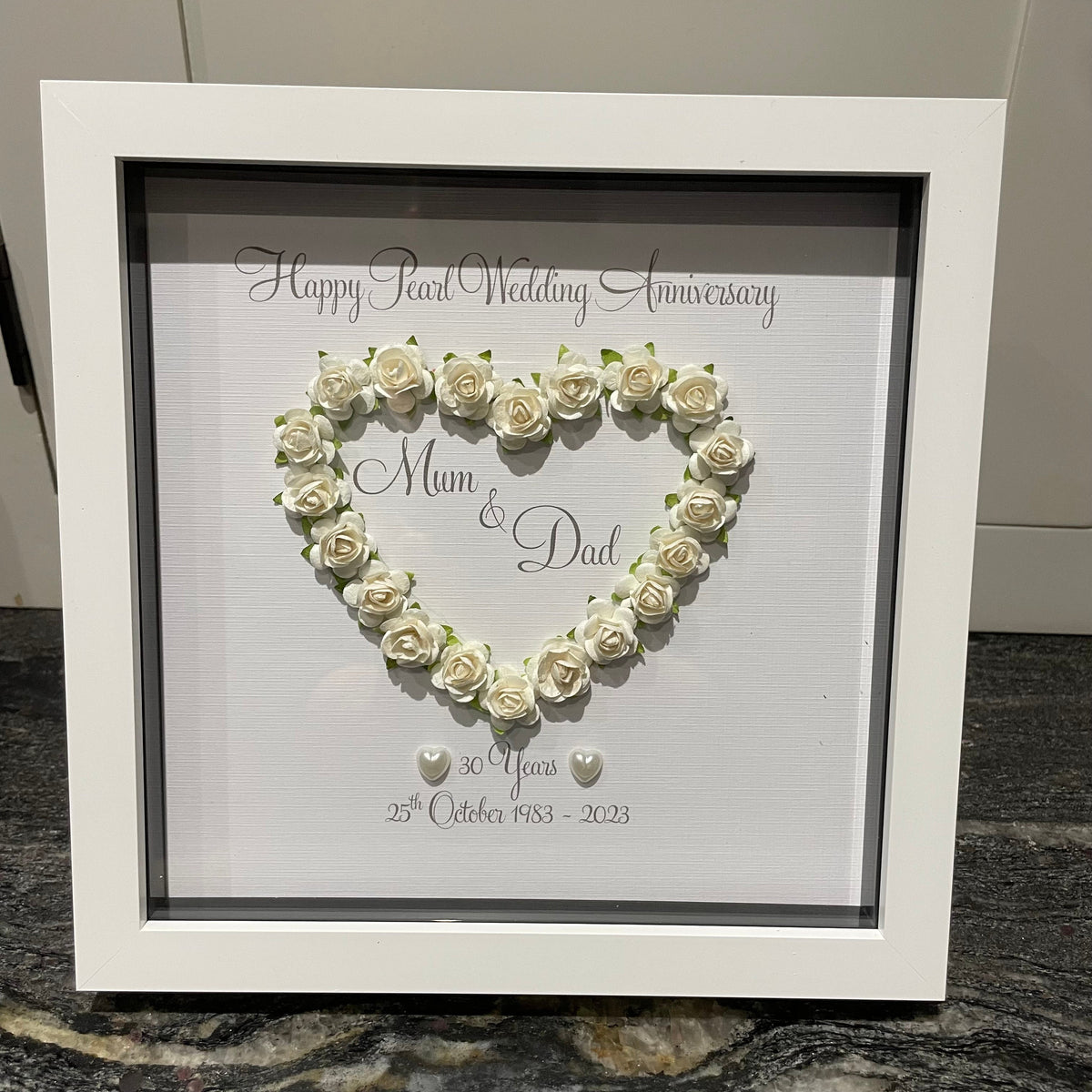 Personalised Pearl 30th Anniversary Frame - Paper Rose Heart - photo 6