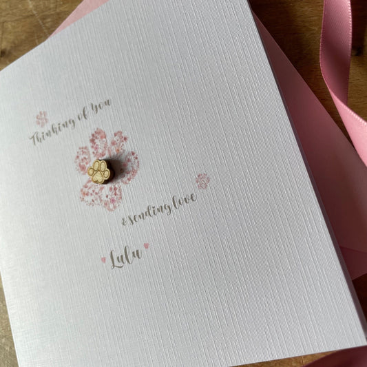 Personalised Pet Loss Sympathy Card - Pink Floral Paw - photo 2