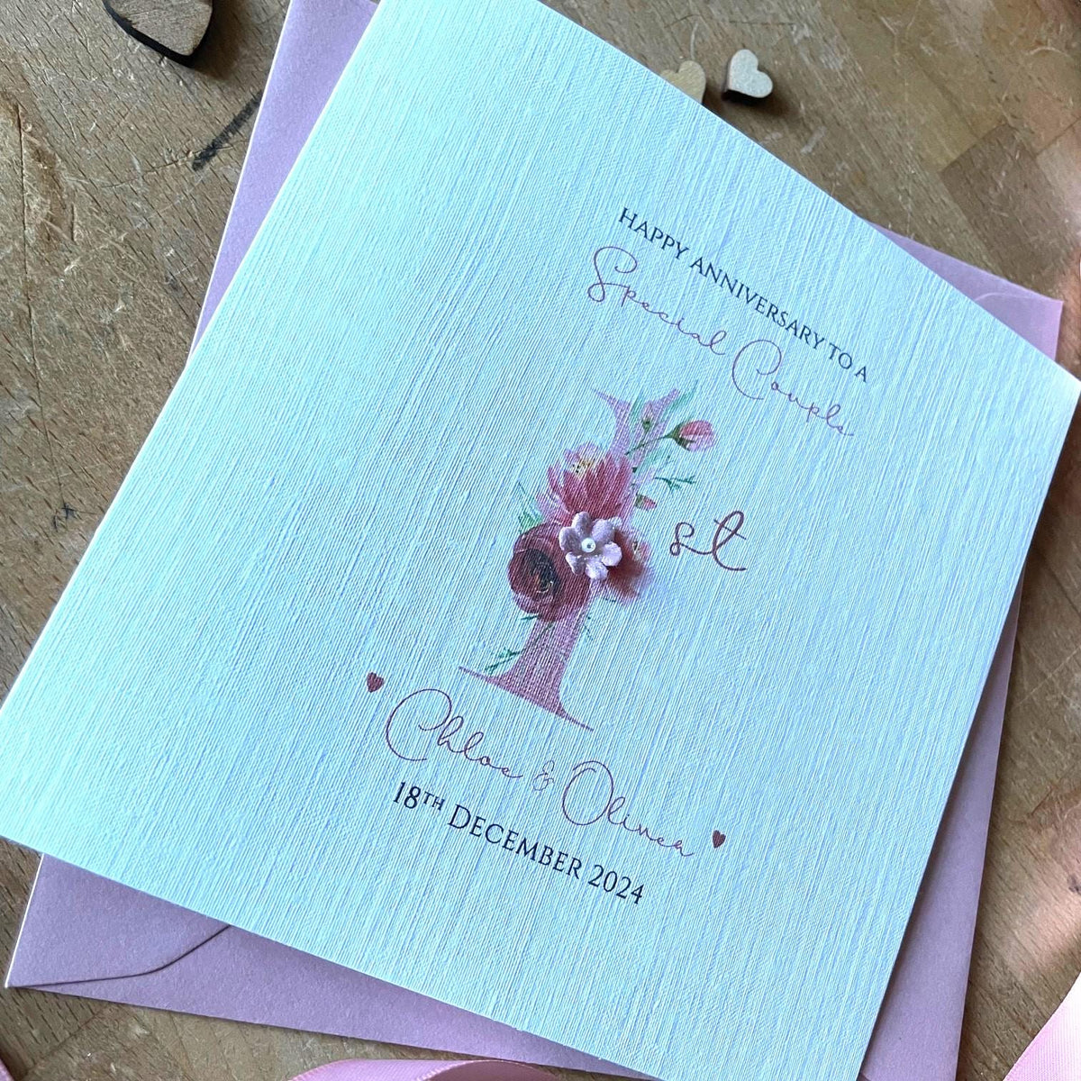 Personalised 1st Anniversary Card - Rose Gold Floral One - photo 4