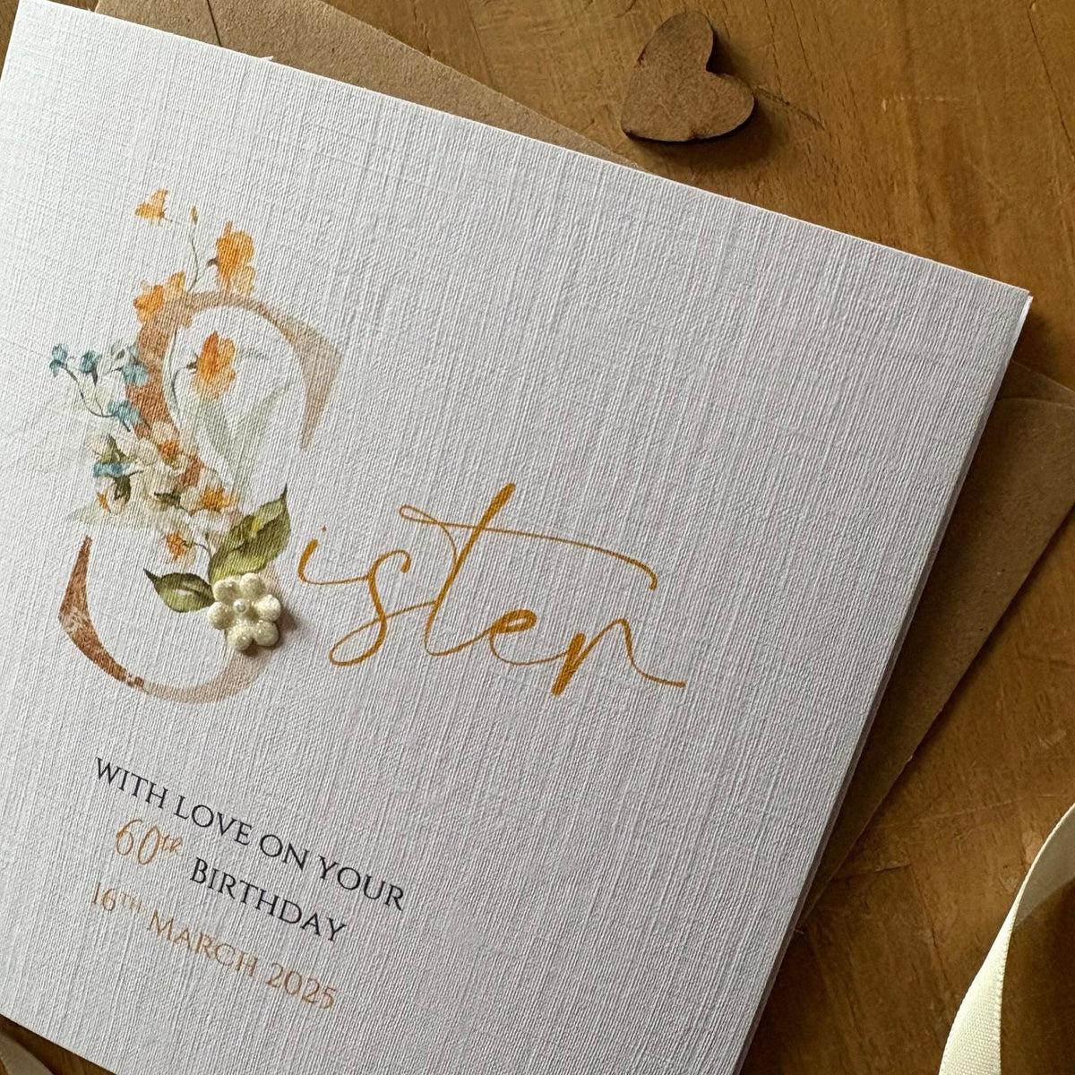 Personalised Sister Birthday Card - Blush Gold Floral S - photo 4