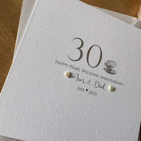 Personalised Pearl 30th Anniversary Card - Shell Hearts & Number - photo 2