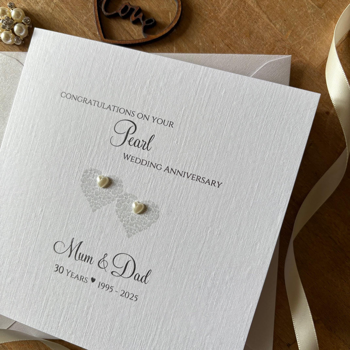Personalised Pearl 30th Anniversary Card - Two Hearts of Hearts - photo 4