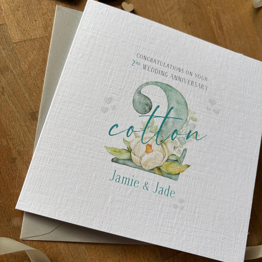 Personalised 2nd Anniversary Card - Cotton Number Two - photo 2