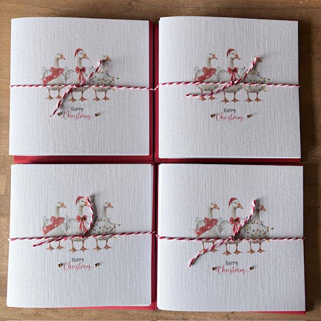 Festive Geese Christmas Cards with Crystals - photo 6