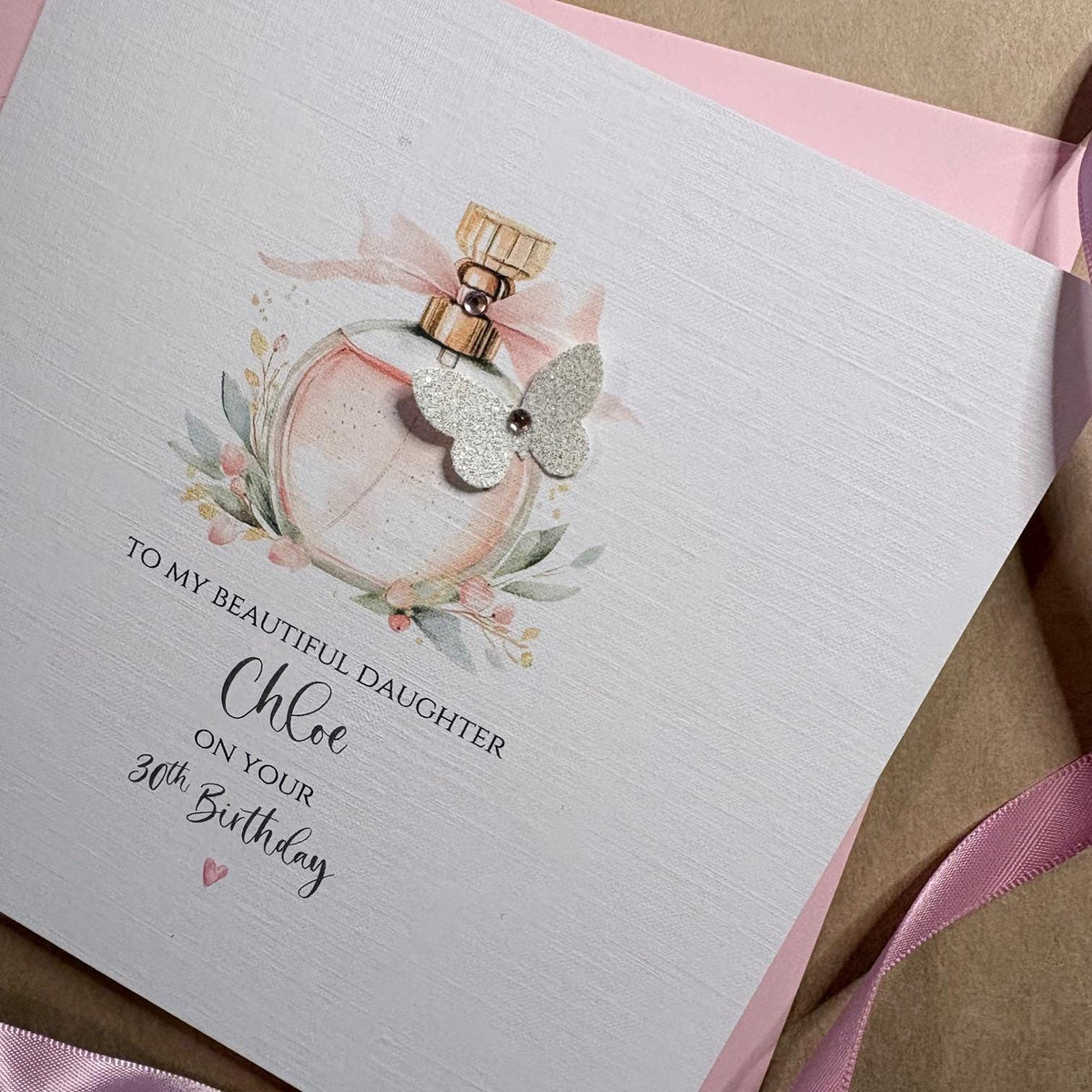 Personalised Birthday Card - Pink Perfume & Butterfly - photo 4