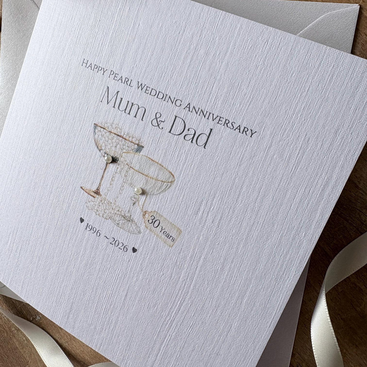 Personalised Pearl 30th Anniversary Card - Champagne Coupes - photo 4