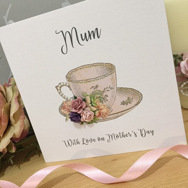 Personalised Mother’s Day Card - Pink Teacup & Roses - photo 4