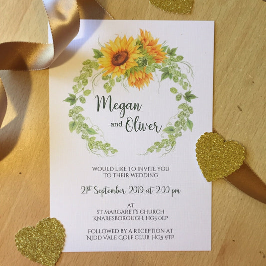 Personalised Wedding Invitation - Sunflower Wreath, A5 - photo 2