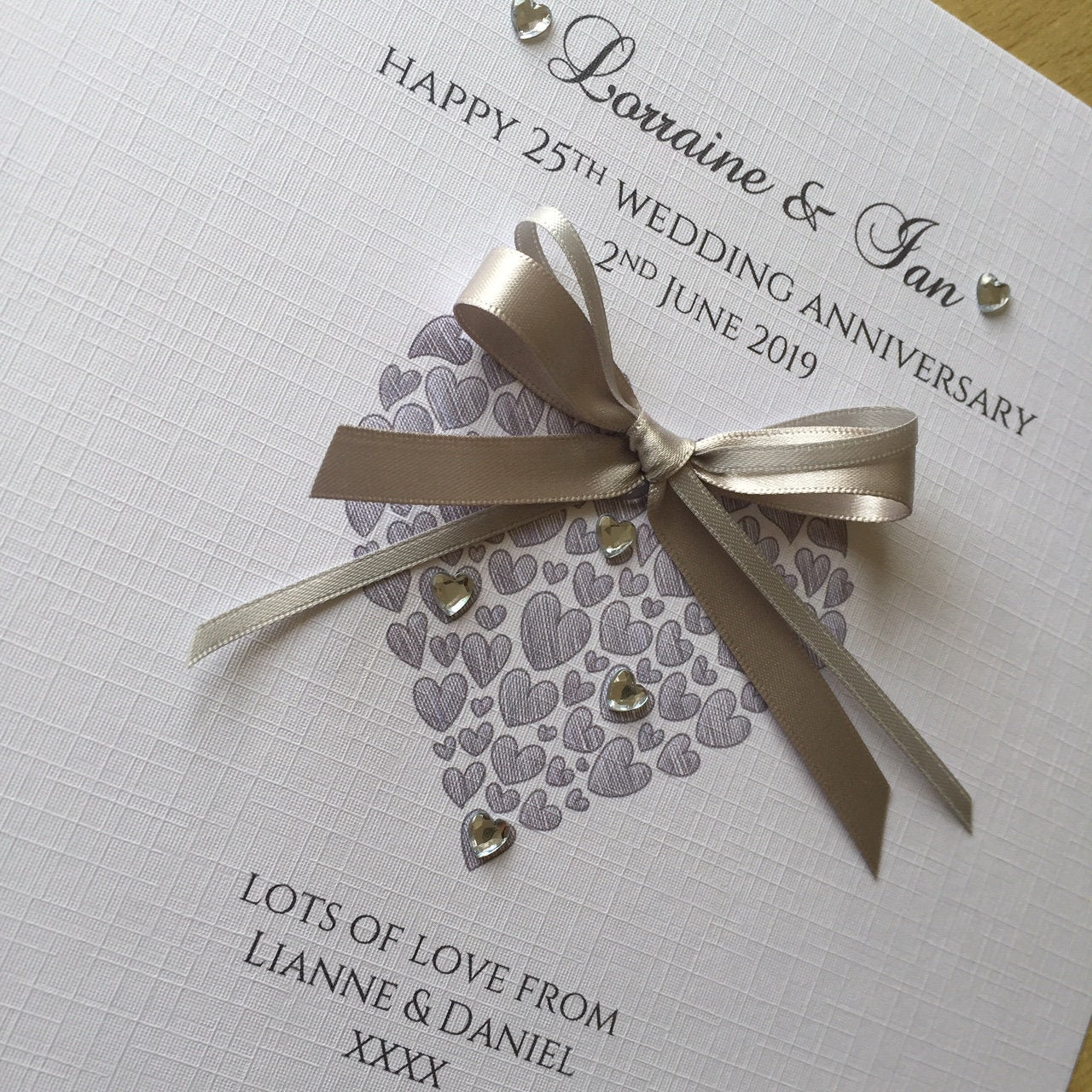 Silver 25th Wedding Anniversary Gift Frame, Personalised, Handmade Gift