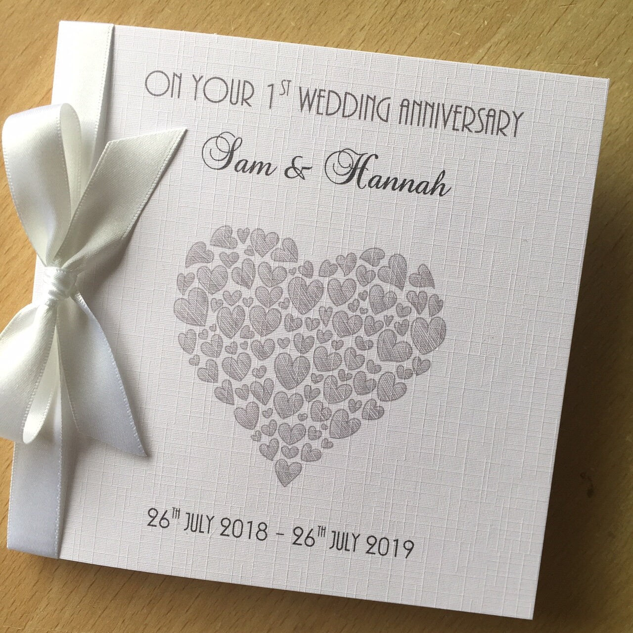 Personalised 1st Wedding Anniversary Card - Paper Anniversary -  Heart of Hearts