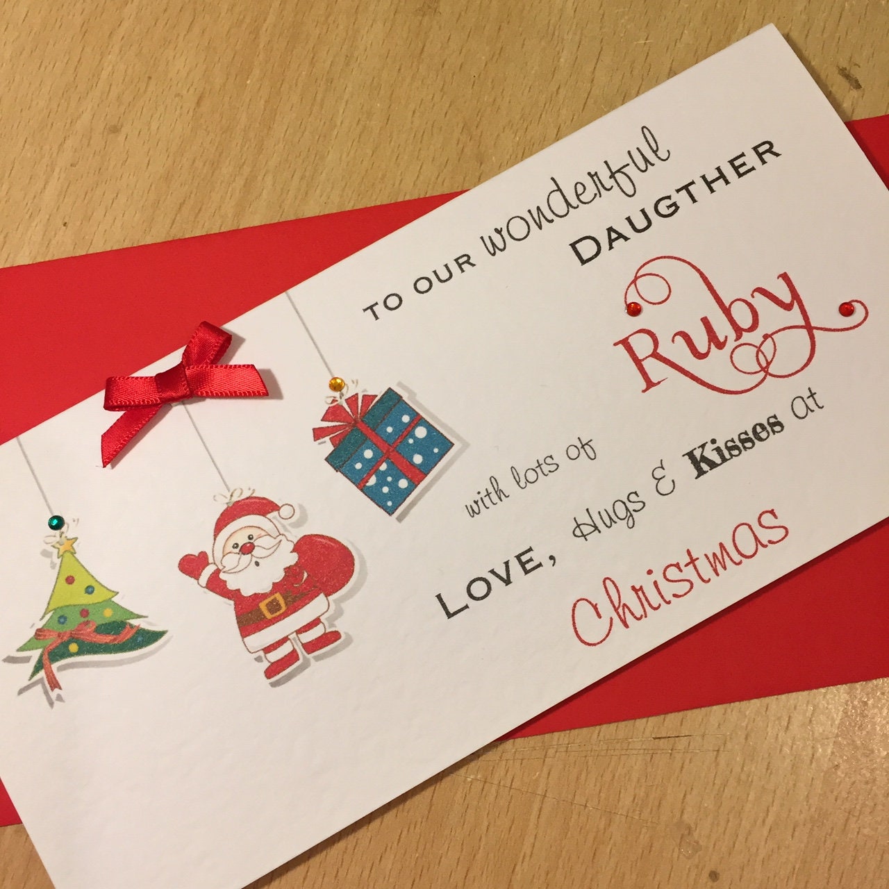 Personalised Christmas Money / Gift / Voucher Wallet - Christmas Bunting