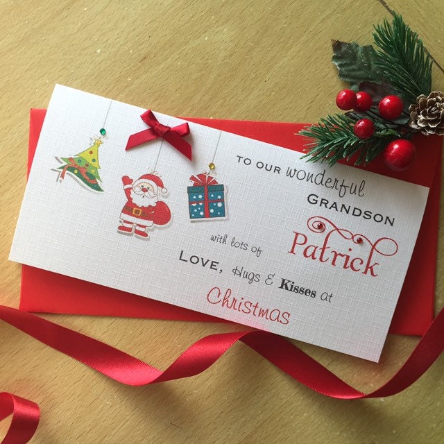 Personalised Christmas Money / Gift / Voucher Wallet - Christmas Bunting