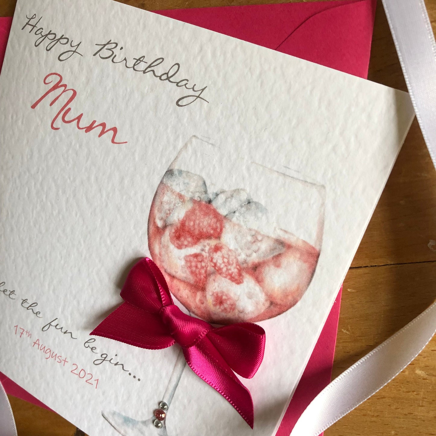 Personalised Gin Birthday Card - Pink Gin