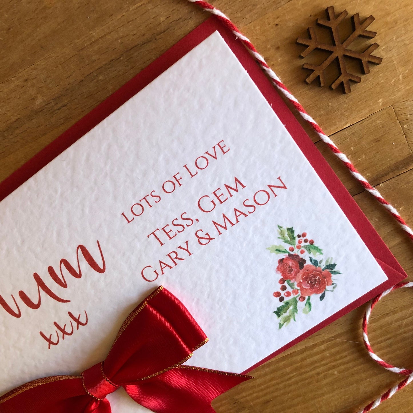 Personalised Christmas Bow Money / Gift / Voucher Wallet - Money Wallet with Red Bow & Personalised Wording