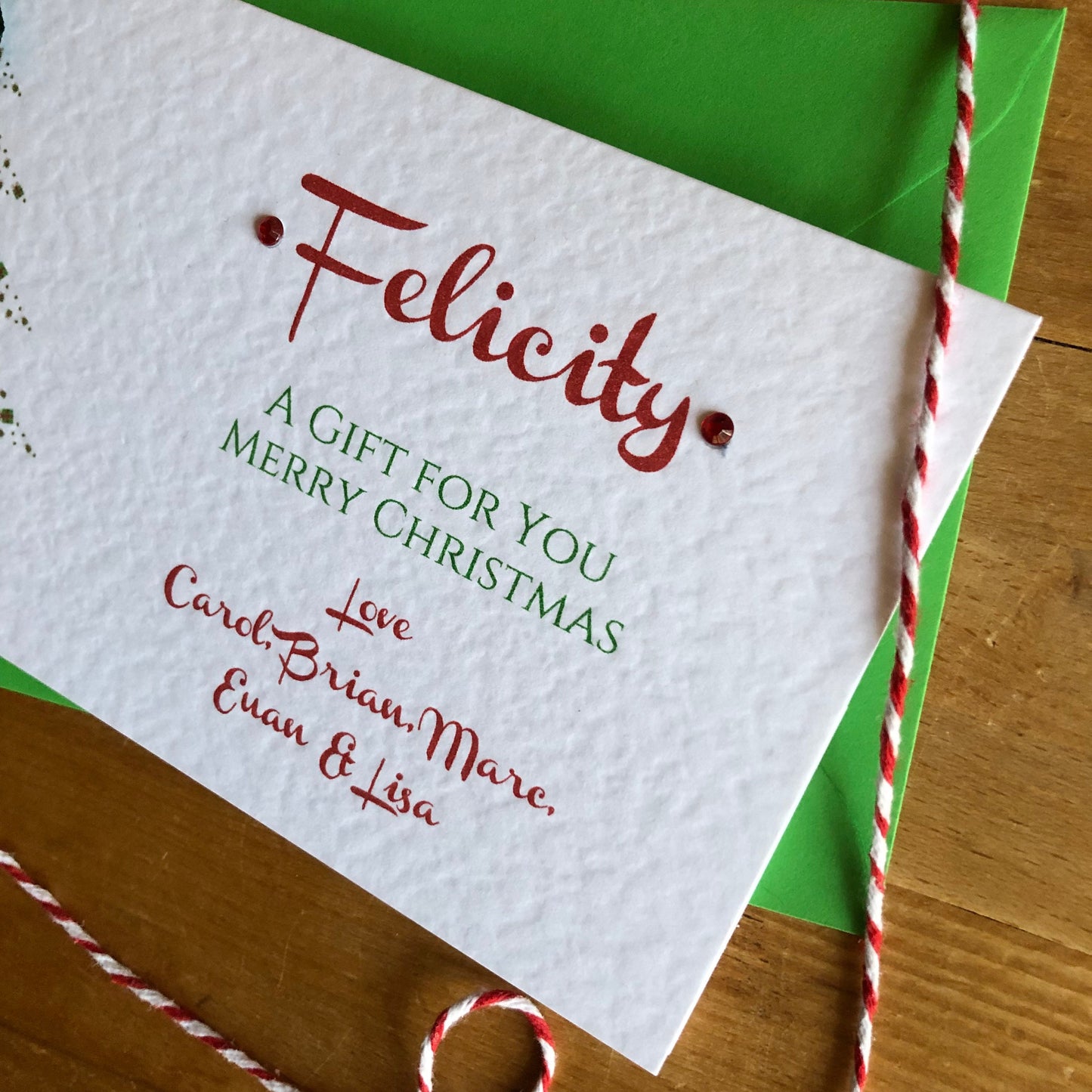 Personalised Christmas Tree Money / Gift / Voucher Wallet - Money Wallet with Crystals and Bow