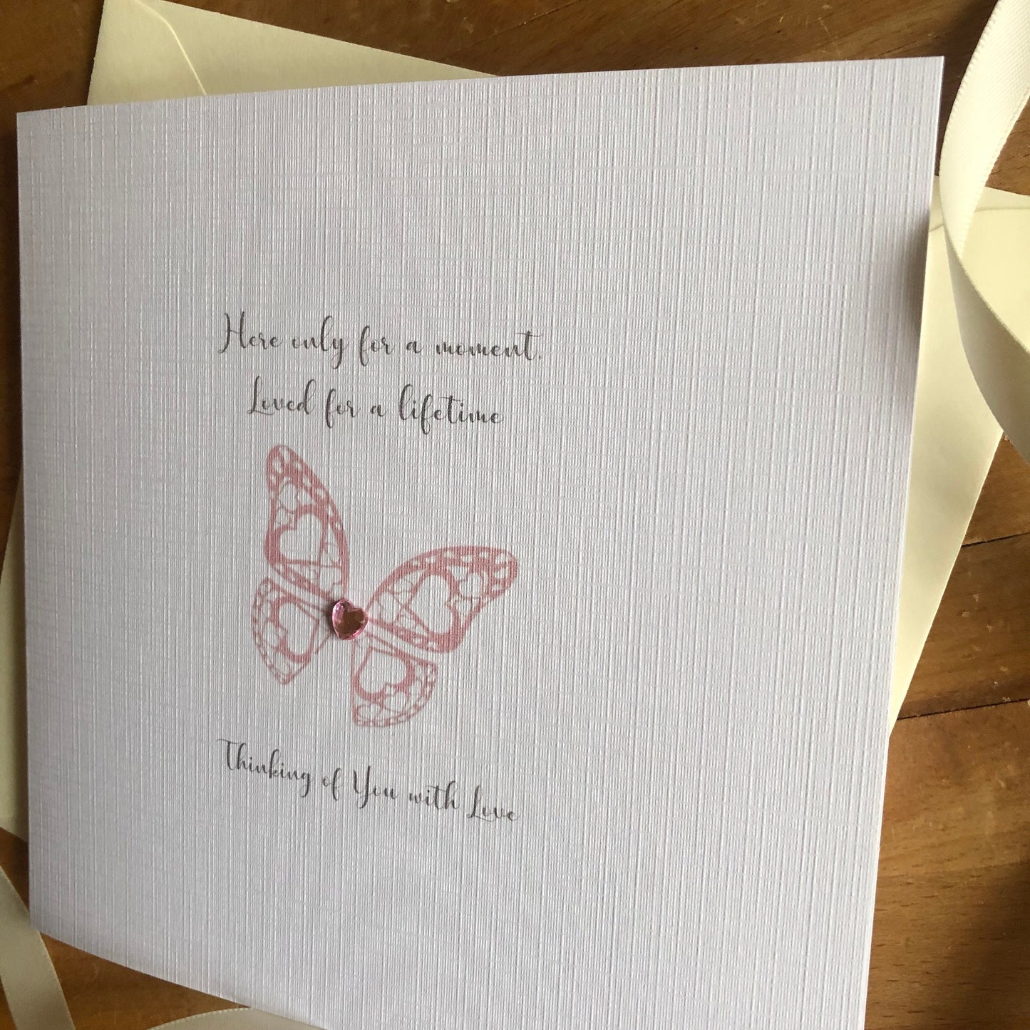 Personalised Pink Heart Butterfly Miscarriage, Baby Loss Sympathy, Condolence, Thinking of You, Stillbirth