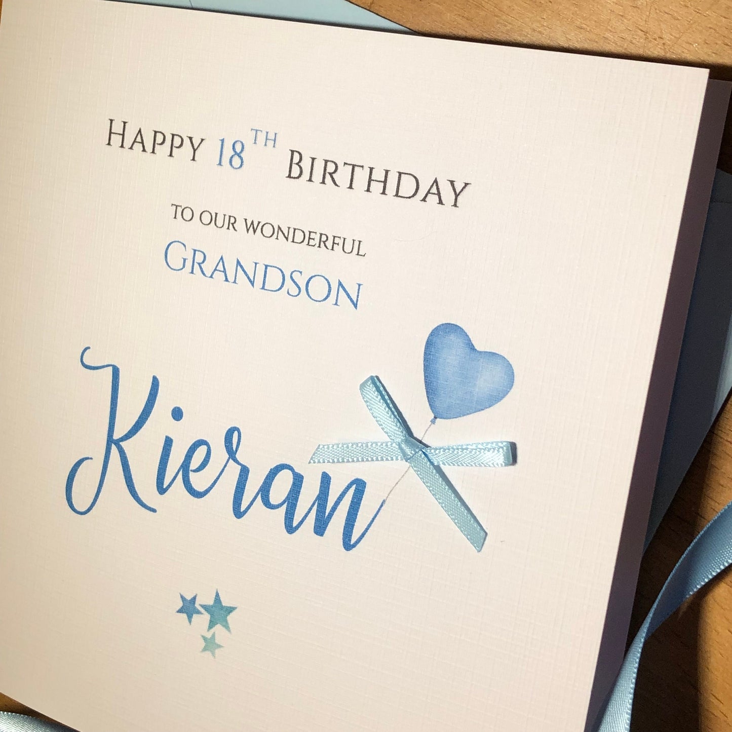 Personalised Son or Grandson Birthday Card - Heart Balloon Card - Handmade Named Card - any age, name, relation, friend