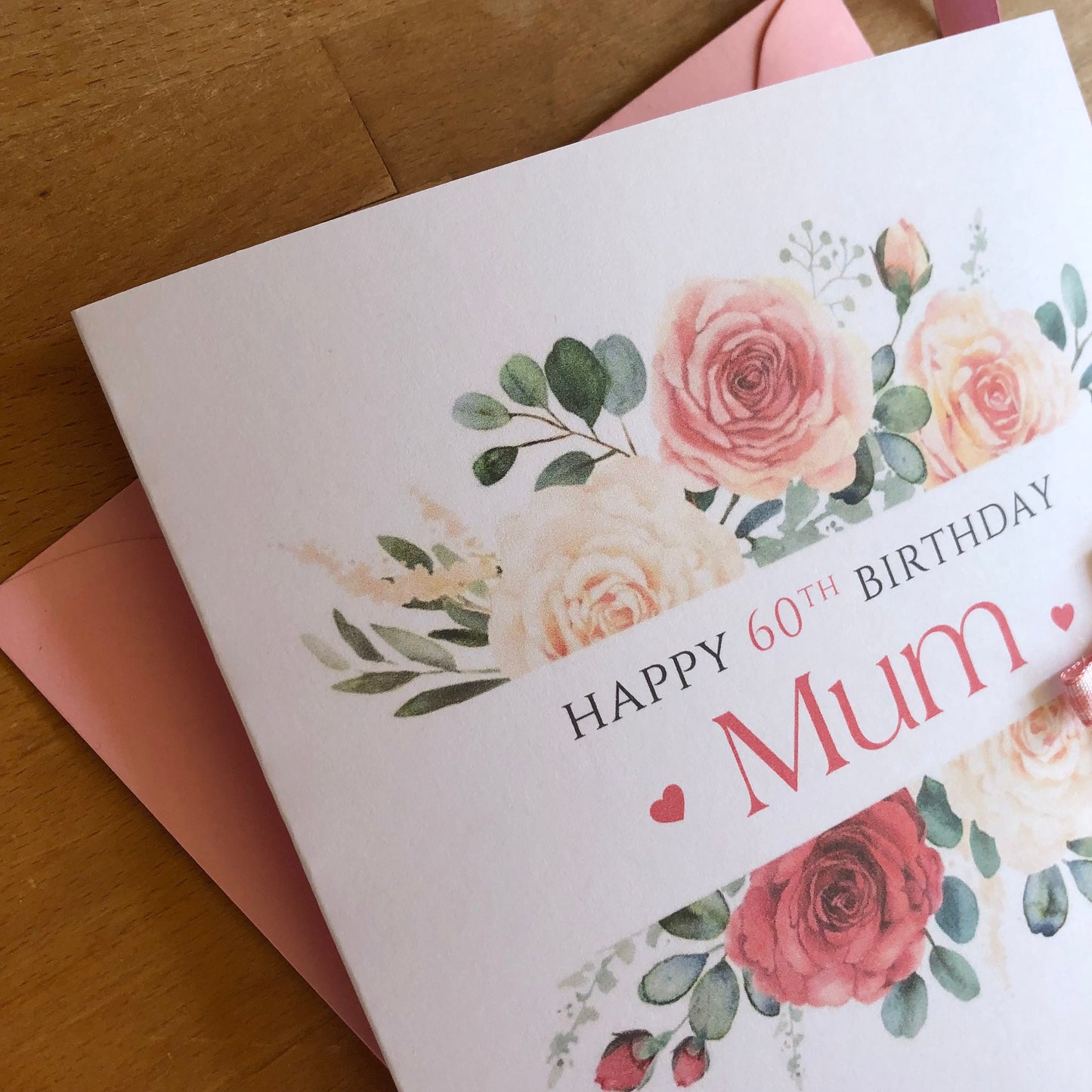 Personalised Birthday Card - Rose Frame with Bow