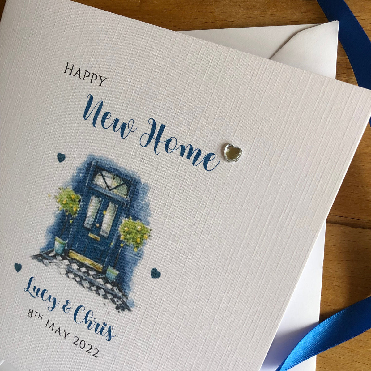 New Home Card - Personalised Blue Door New Home, First House, House Keys, Housewarming Card