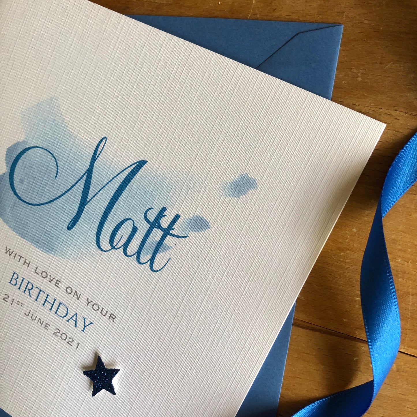 Personalised Birthday Card - Watercolour Glitter Star