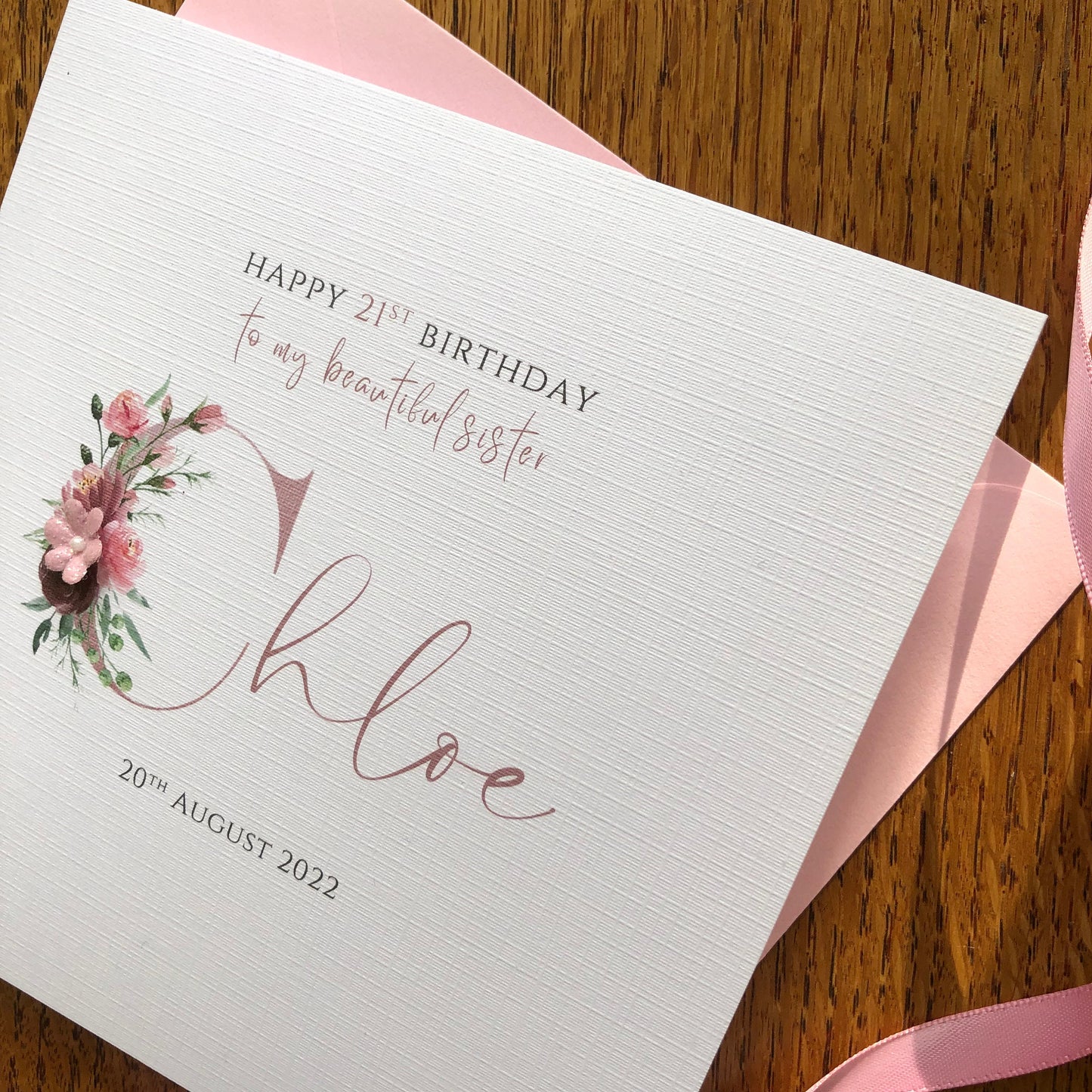 Personalised Birthday Card - Rose Gold Name - any name / age
