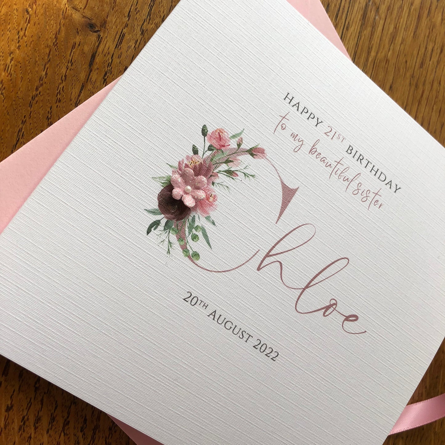Personalised Birthday Card - Rose Gold Name - any name / age