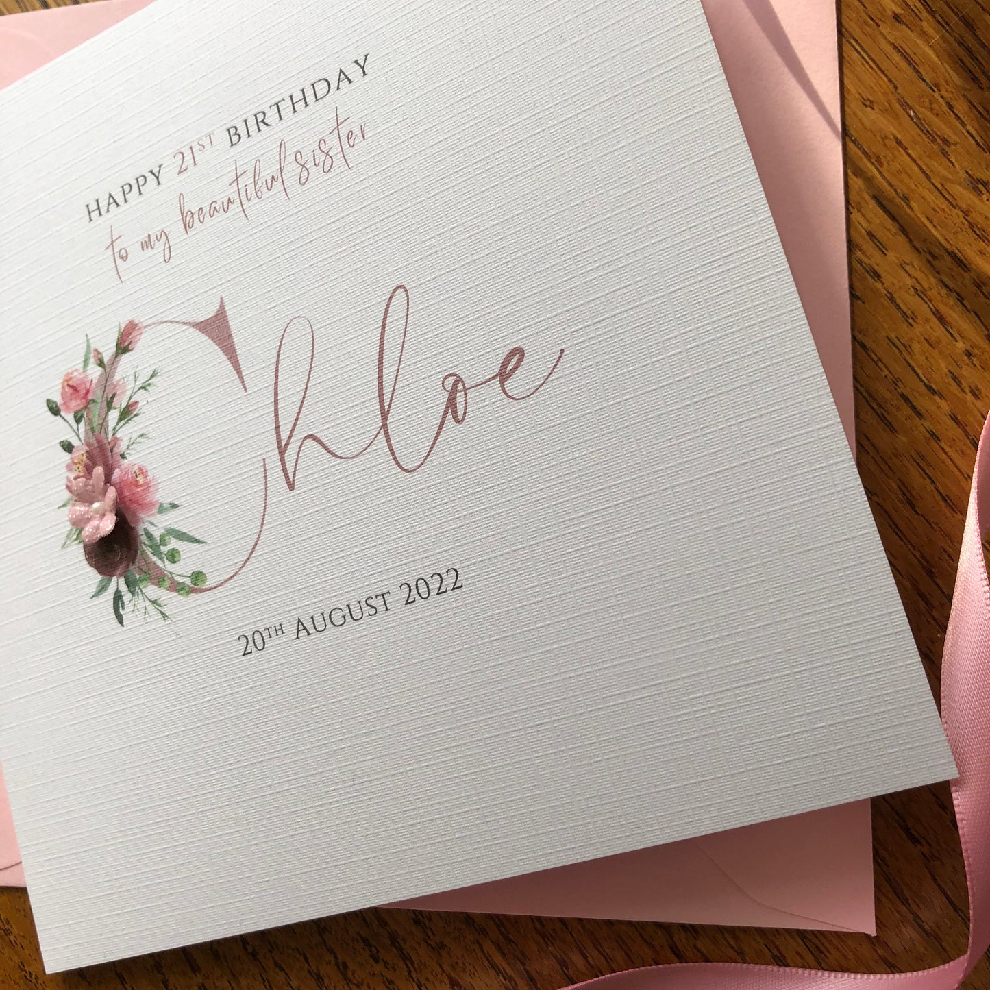 Personalised Birthday Card - Rose Gold Name - any name / age