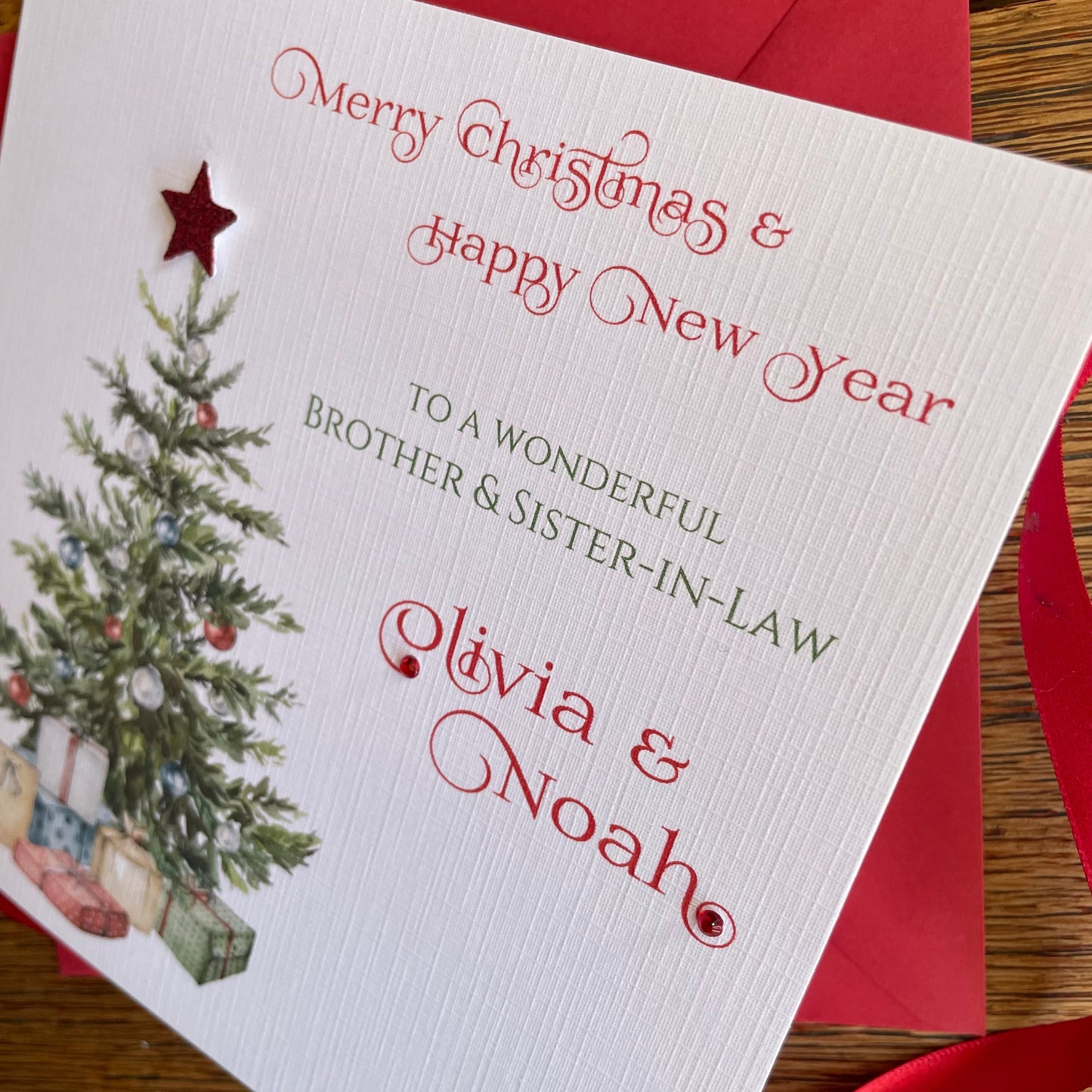 Personalised Christmas Card - Christmas Tree with Glitter Star