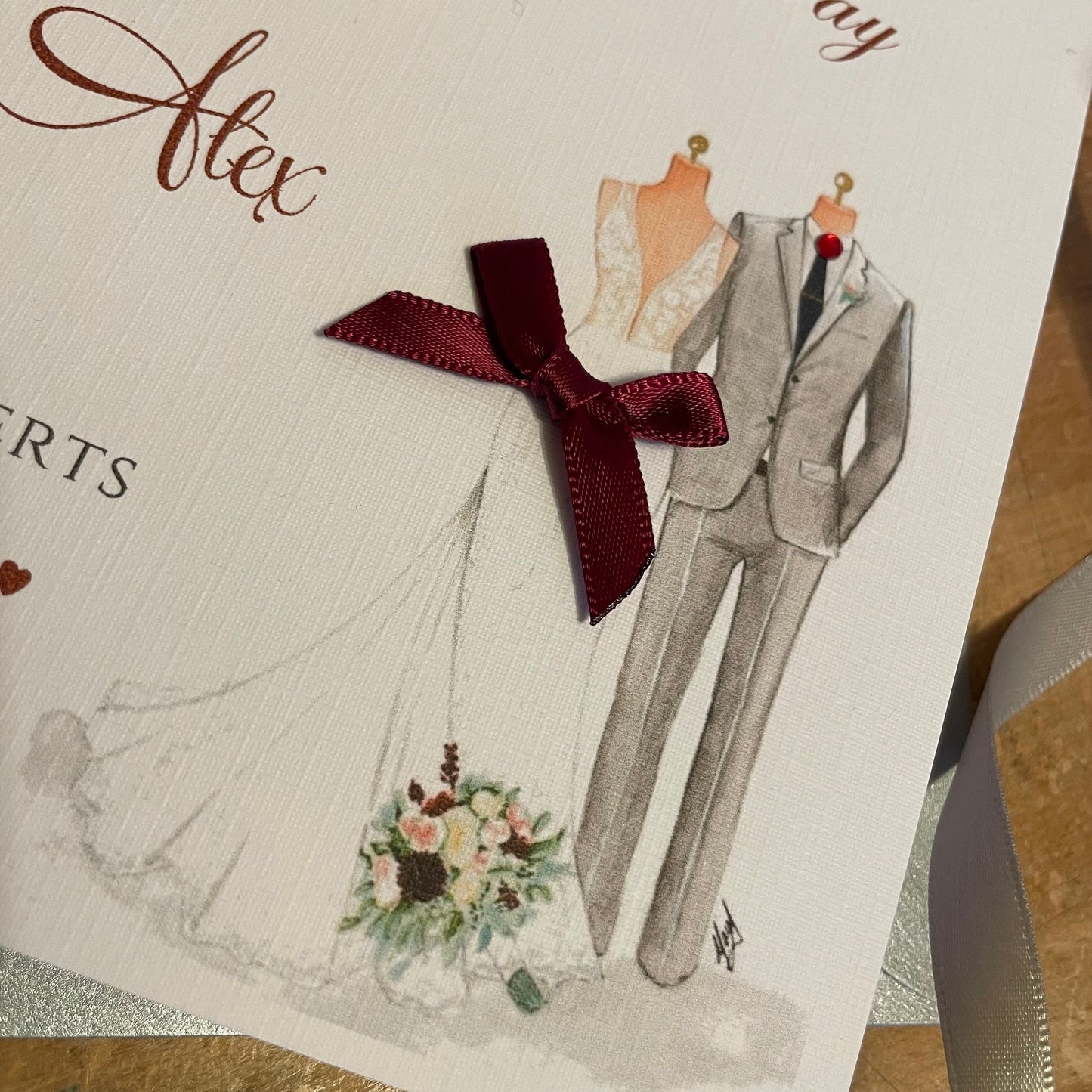 Personalised Wedding Day Card - Bride & Groom - any colour