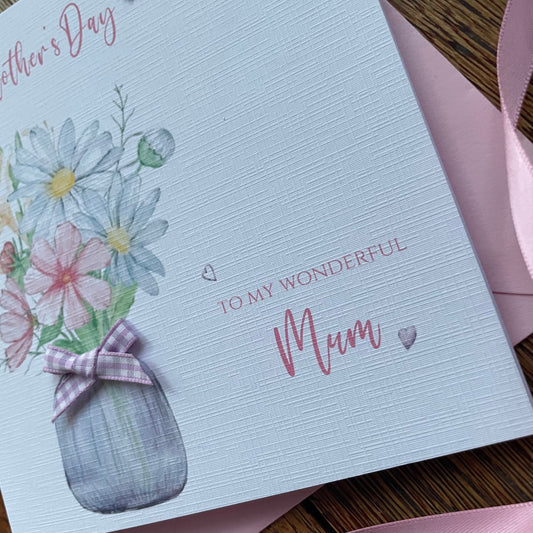 Personalised Mother's Day Card - Lilac Flower Vase - Mum, Nan, Special Person