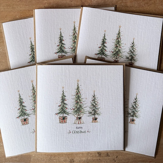 Christmas Tree Card Pack with Crystals - Traditional Trees