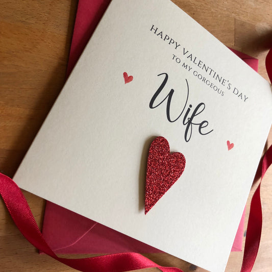 Personalised Valentine's Card - Mounted Glitter Heart