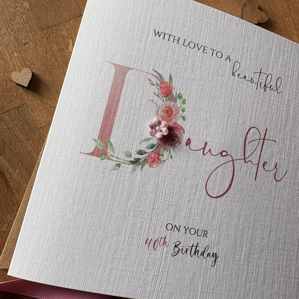 Personalised Daughter Birthday Card - Rose Gold Floral Initial