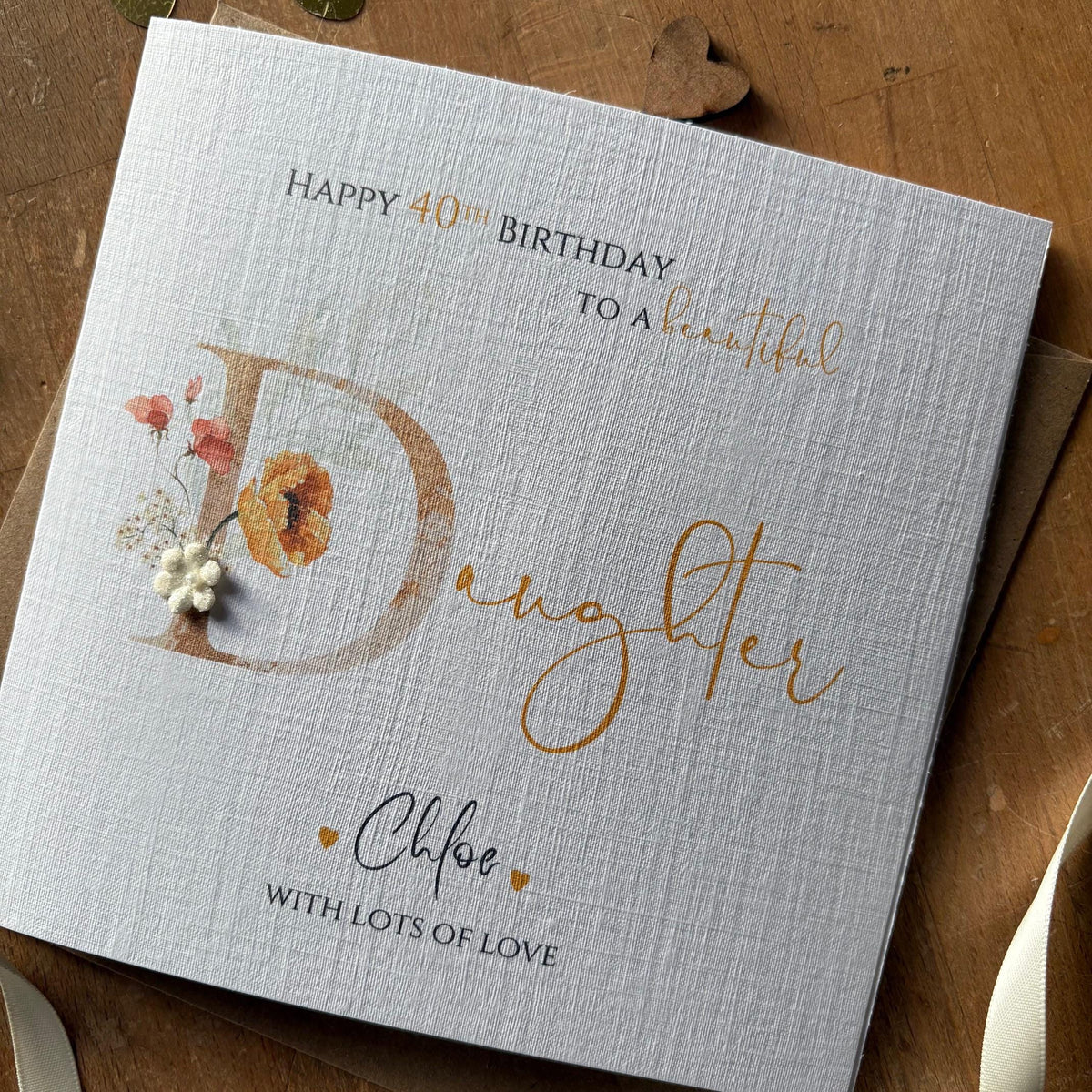 Personalised Daughter Birthday Card - Blush Gold Floral D