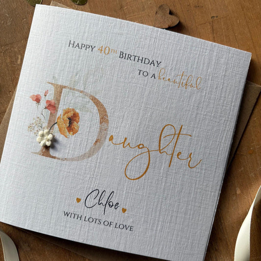 Personalised Daughter Birthday Card - Blush Gold Floral D