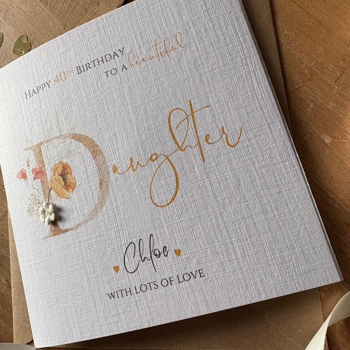 Personalised Daughter Birthday Card - Blush Gold Floral D