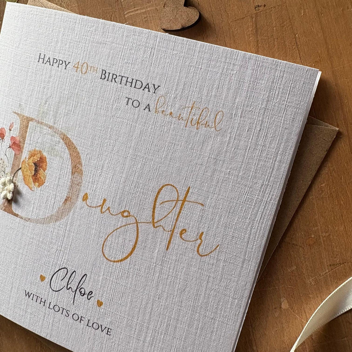 Personalised Daughter Birthday Card - Blush Gold Floral D