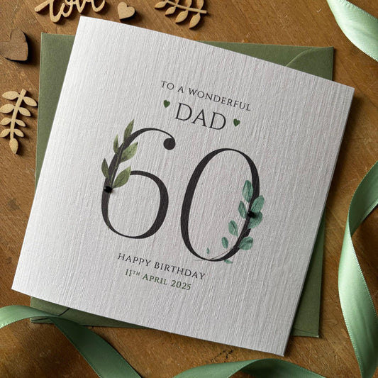 Personalised Birthday Card - Black Botanical Numbers