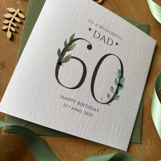 Personalised Birthday Card - Black Botanical Numbers