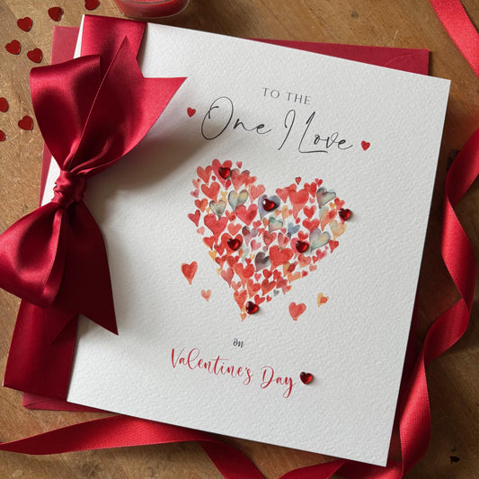 Luxury Personalised Valentine's Card - Large Red Heart of Hearts
