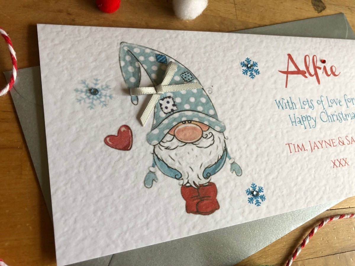Personalised Christmas Money Wallet - Blue Scandi Gonk - photo 2