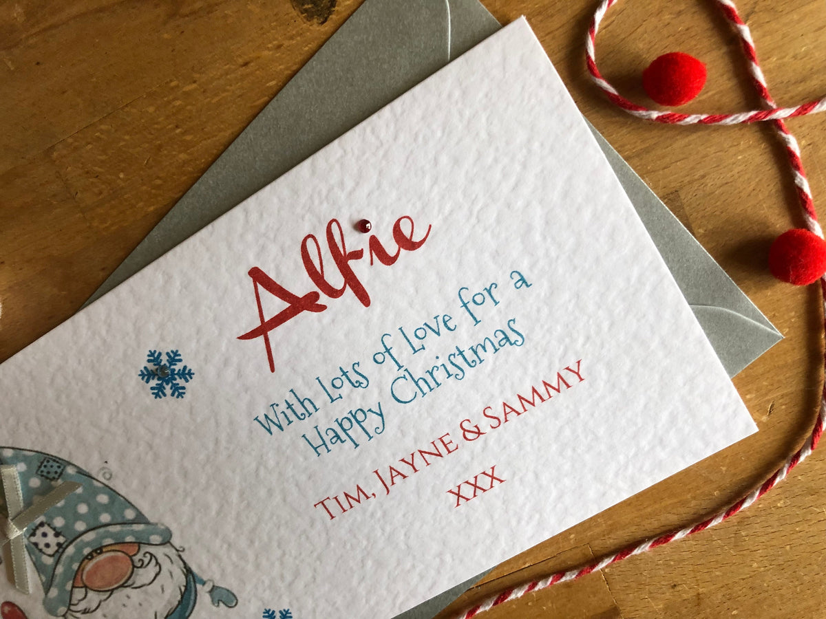 Personalised Christmas Money Wallet - Blue Scandi Gonk - photo 3
