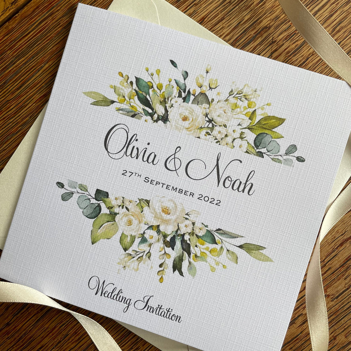 Personalised Wedding Invitation - Eucalyptus & Roses - photo 1
