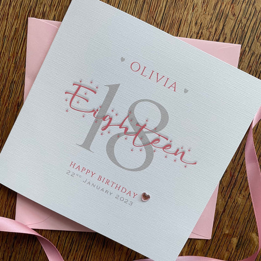 Personalised Birthday Card - Star Age & Crystal Heart - photo 1
