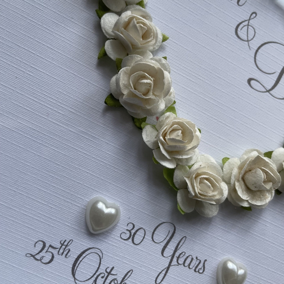 Personalised Pearl 30th Anniversary Frame - Paper Rose Heart - photo 4